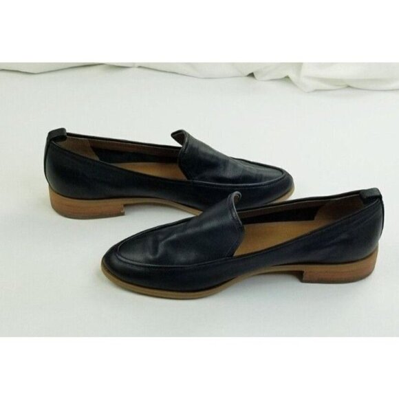 Susina Size 7 Womens Black Leather Slip on Pointed Toe Block Heel Casual Loafers - Picture 10 of 12